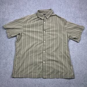 axcess‎ button up shirt green striped short sleeve mens xl